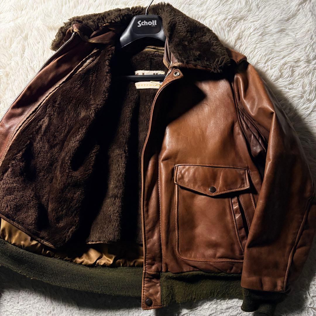 米国製】schott フライトジャケット G-1 襟ボア ブラウン 40 - メルカリ