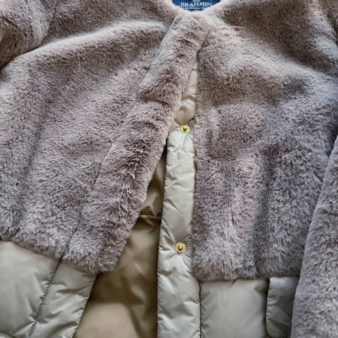 値下げ早い者勝ち 美品 BRAHMIN ファーダウン切り替えコート Mサイズ38