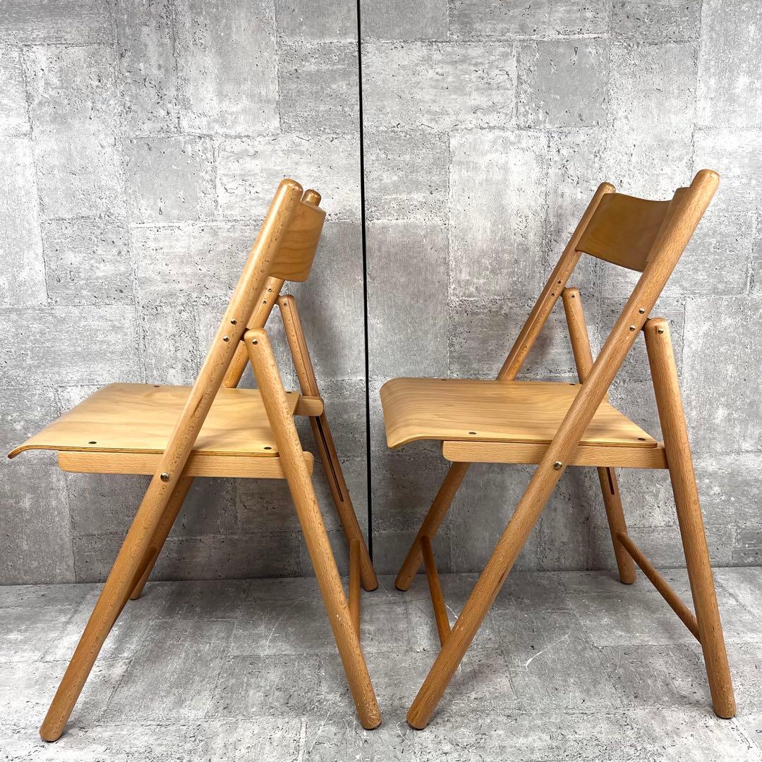 廃盤 無印良品 折りたたみイス 2脚セット 天然木 ブナ材 チェア 良品