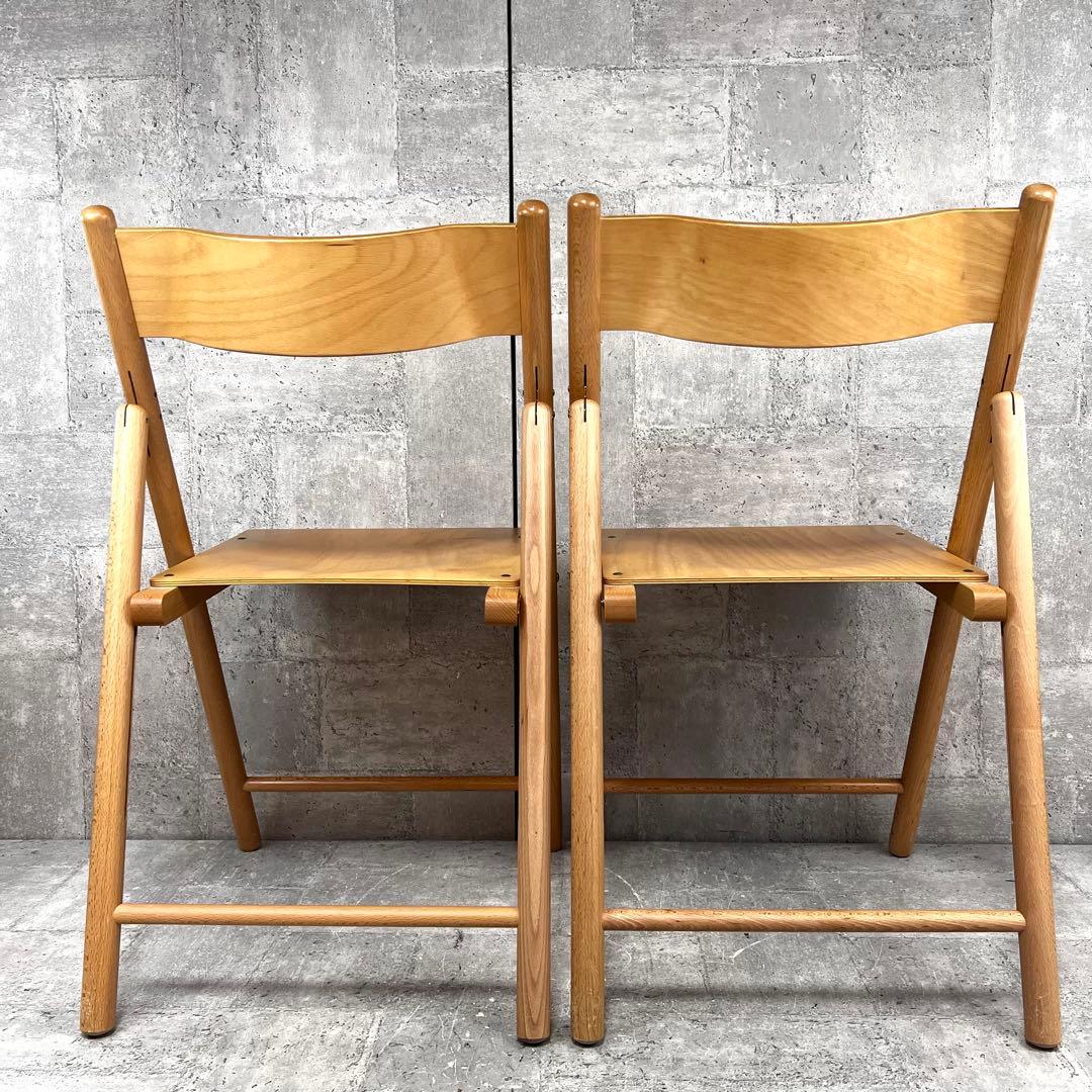 廃盤 無印良品 折りたたみイス 2脚セット 天然木 ブナ材 チェア 良品