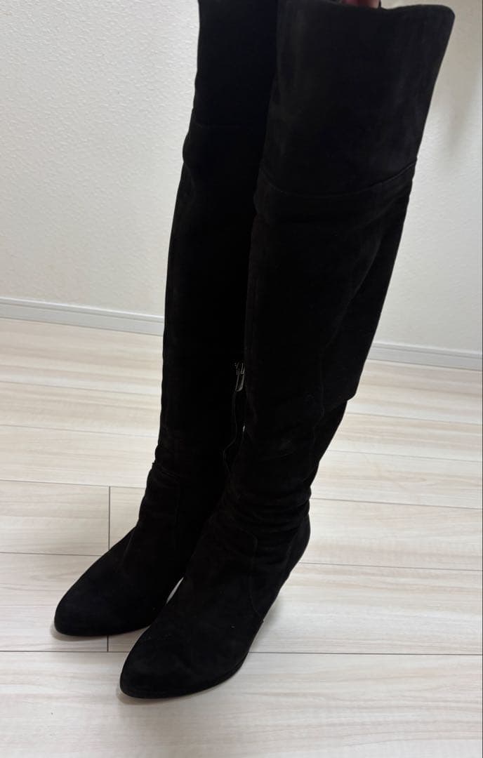 プールサイド ブラック スエードニーハイブーツ 25cm - メルカリ