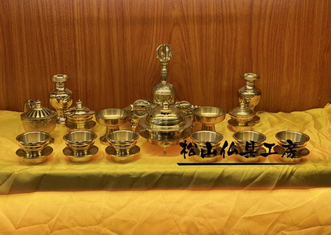 密教法具 前具 19点セット仏具 金剛杵 洒水器 塗香器 六器 火舎香炉