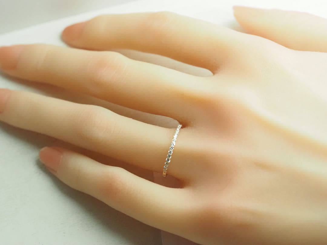 繊細で美しい☆K10YG 天然ダイヤモンド ハーフエタニティリング　0.20ct