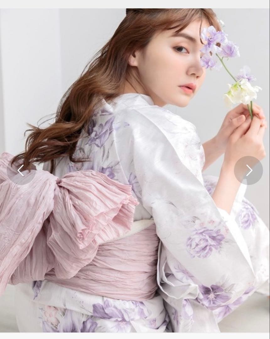 Dita 浴衣 別売兵児帯つき はんなり月下美人 白紫花柄 ディータ - メルカリ
