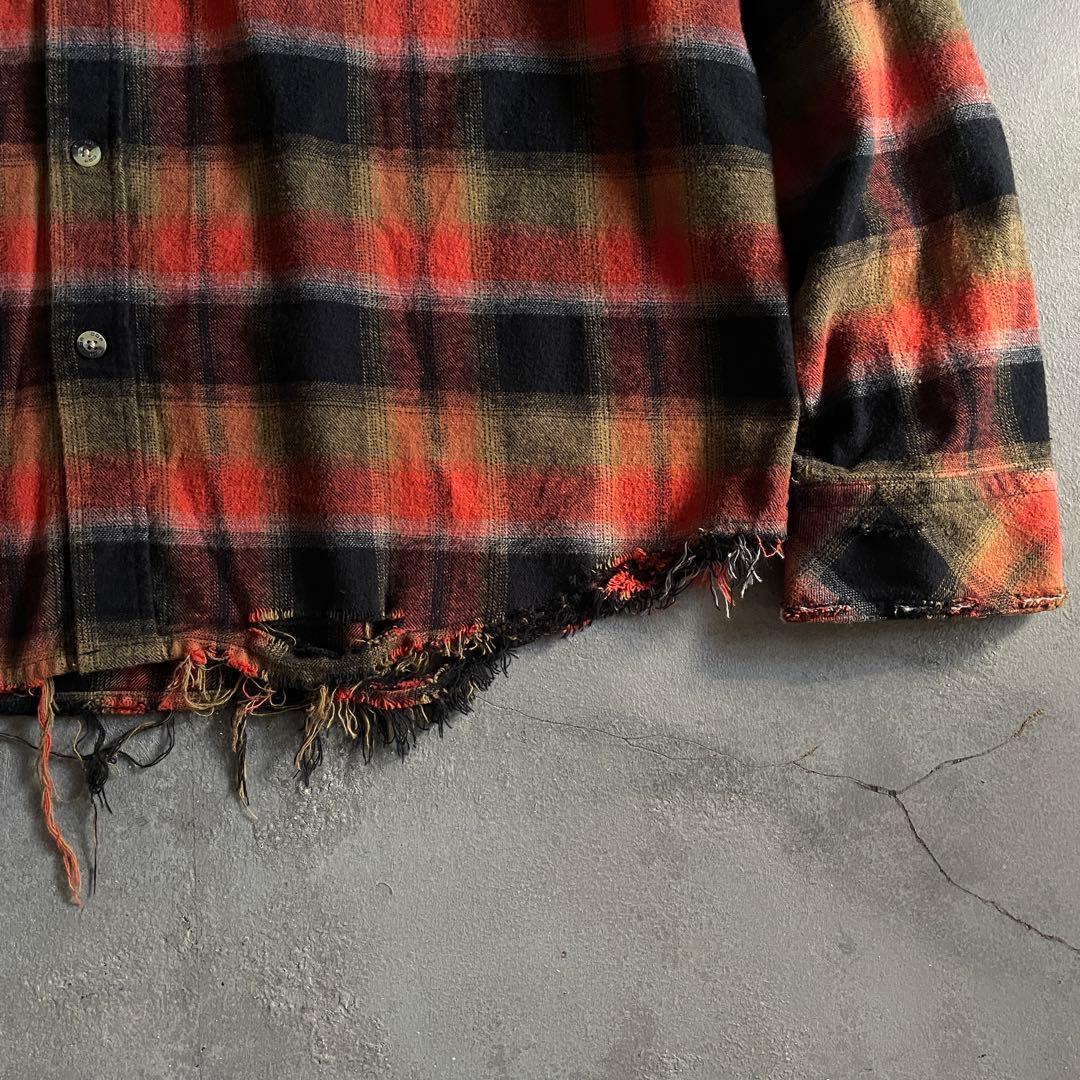 Y2k cqr weed grunge“襤褸”flannel shirt