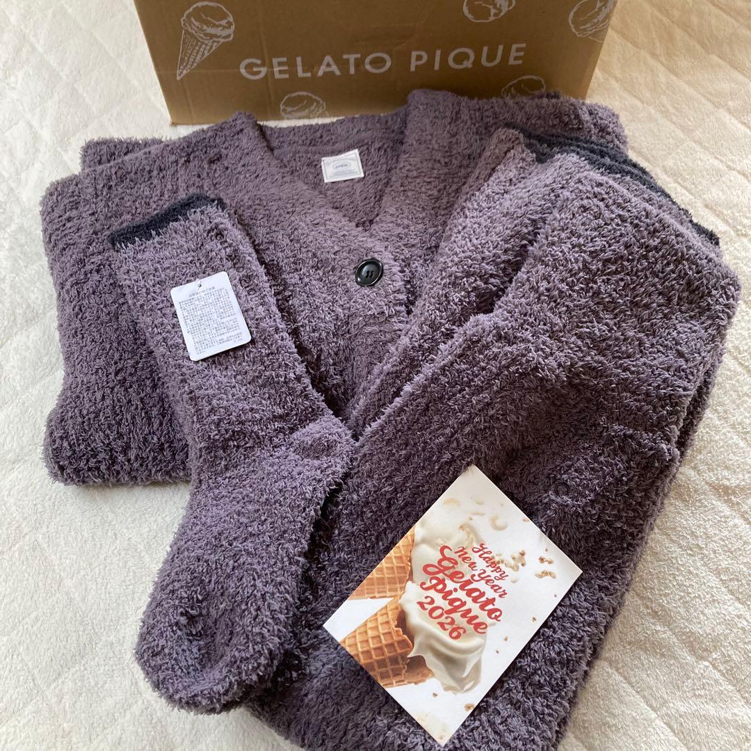 【新品未使用】ジェラートピケ 福袋B 2026 ３点セット もこもこ グレー ジェラートピケ もこもこルームウェアセット 2026福袋B カーディガン