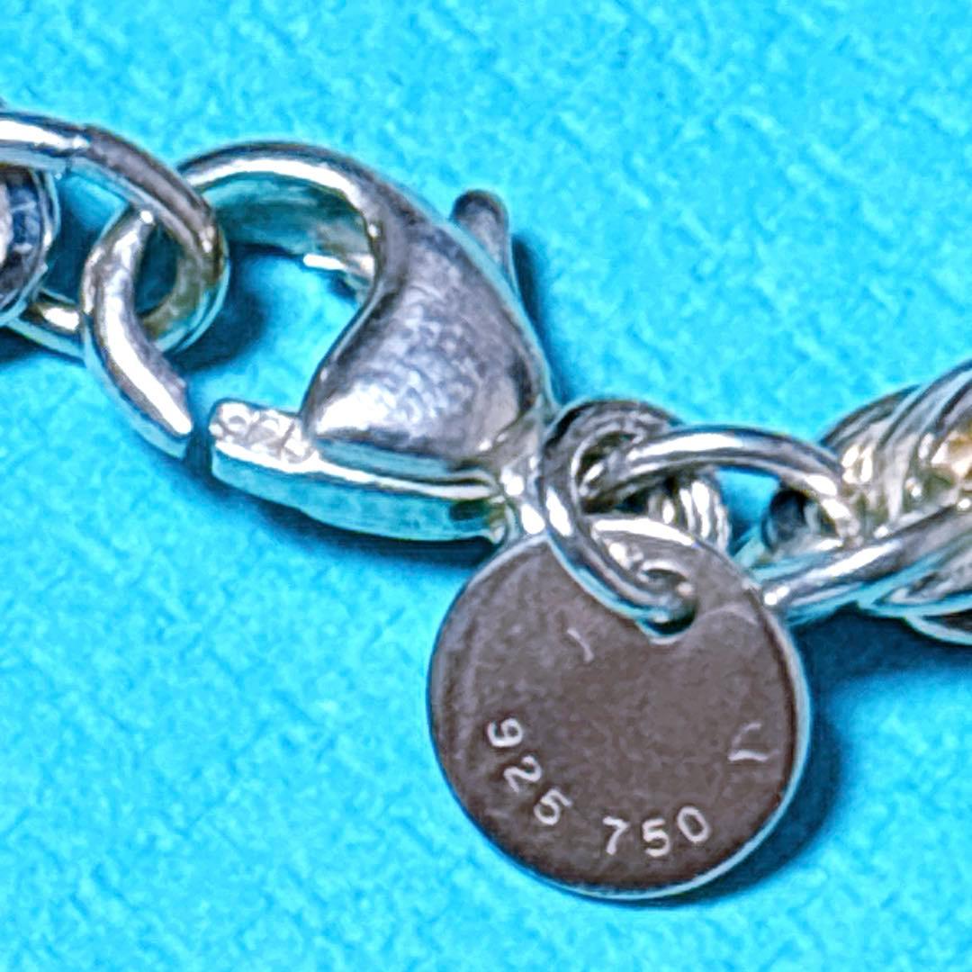 【極美品】18.4cm ティファニー ツイストコンビブレスレット 925/750