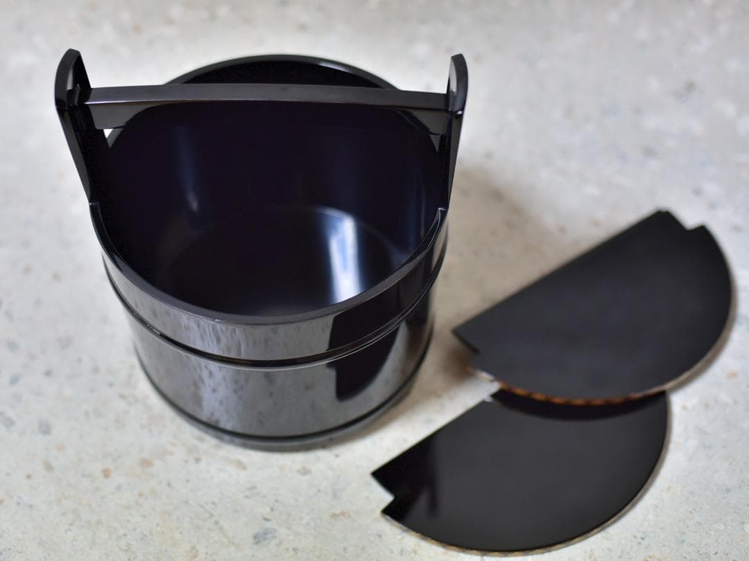 輪島塗 真塗手桶，水指 【極上品】象嵌入り 共箱/お茶道具