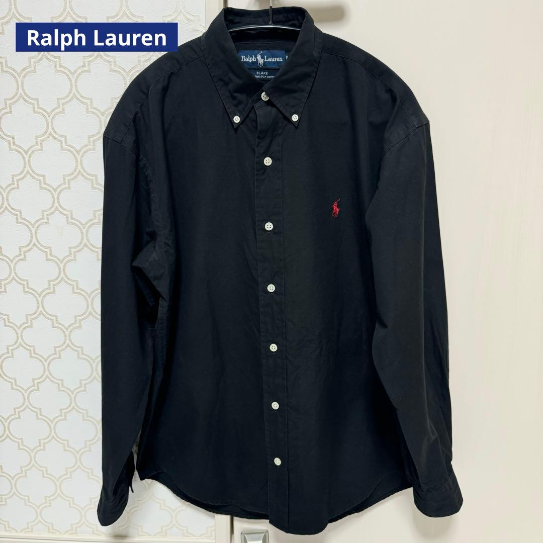 希少】90s ラルフローレン BLAKE BDシャツ 黒 ポニー M 国内正規