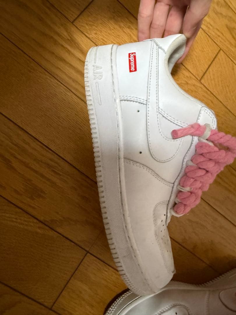 Supreme×Nike Air Force 1 ホワイト ピンクロープ - メルカリ