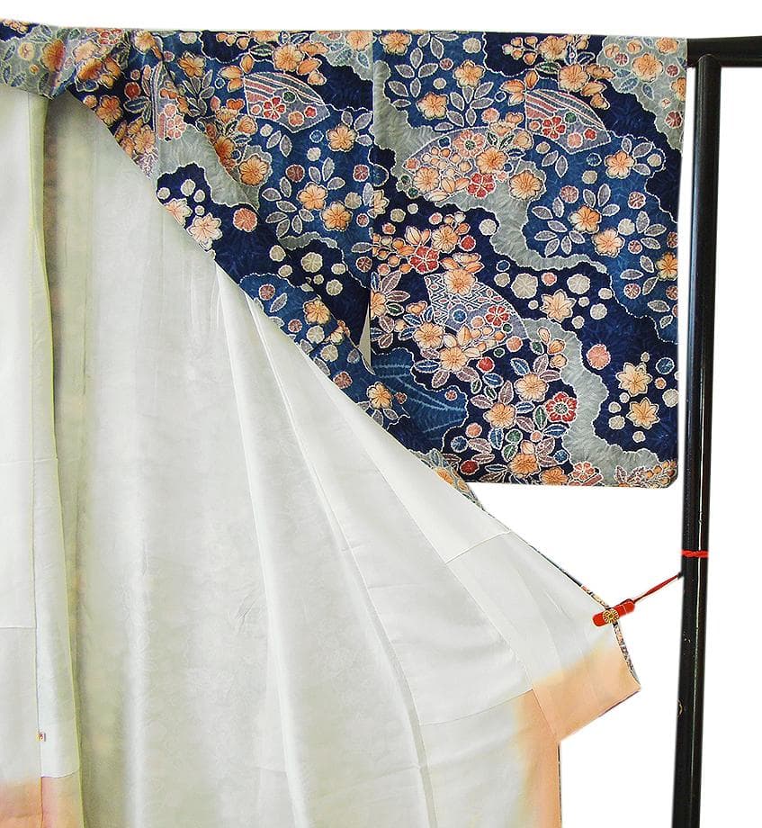 値下げ交渉OK！ロング寸 極上ちりめん地 絞り 小紋 正絹 B977