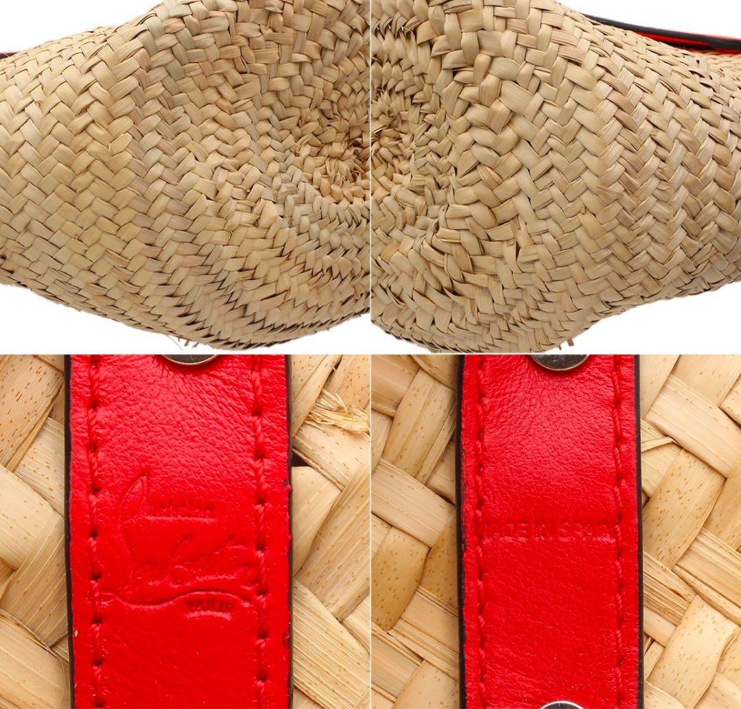 G2937 未使用 クリスチャンルブタン ルビショア ラフィア レザーカゴ