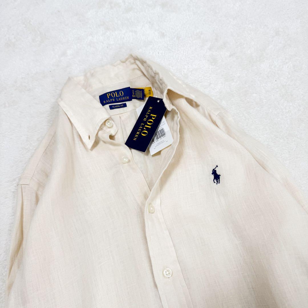 新品 タグ付き ポロラルフローレン 現行 リネンシャツ ボタンダウン