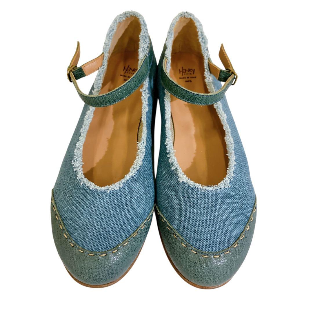 マカ88 未使用品 アンリークイール ストラップパンプス デニム地