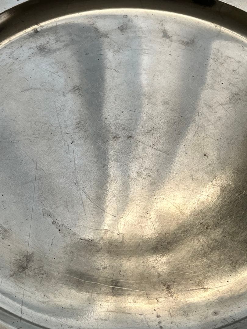 美品】フランスアンティーク ピューター花リムプレート 37cm特大 2797