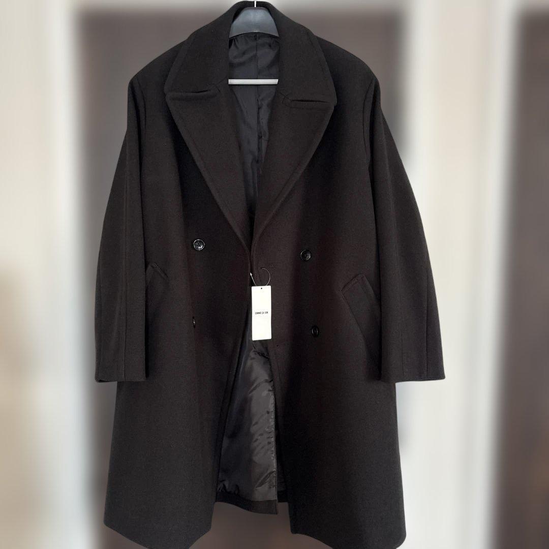 COMME CA ISM 黒 ダブルブレスト ロングコート L ロングチェスターコート （トレンチコート）｜COMME CA ISM