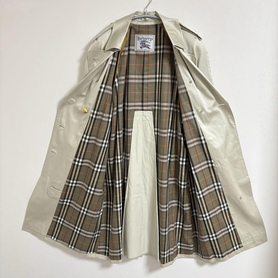 極美品☆バーバリー トレンチコート 90s 白タグ ノバチェック 玉虫色