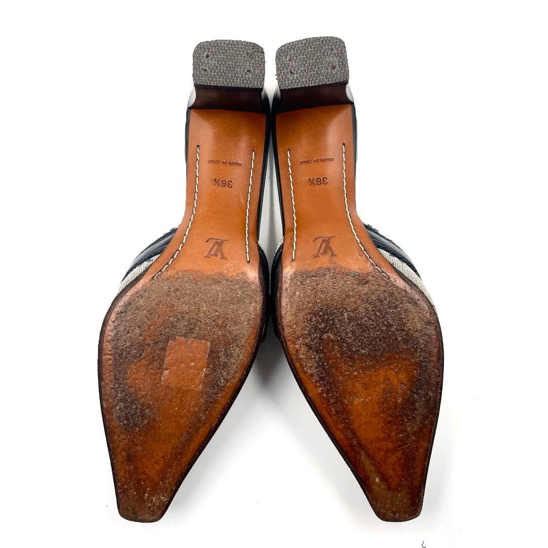 《超美品》ルイヴィトン サンダル ミュール モノグラムミニ キャンバス グレー