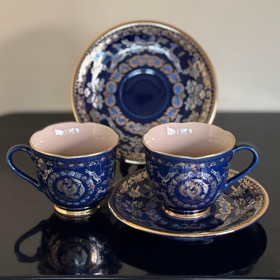 九谷焼 鹿窯 深藍譜 鳳凰 カップ＆ソーサー 2客セット - メルカリ
