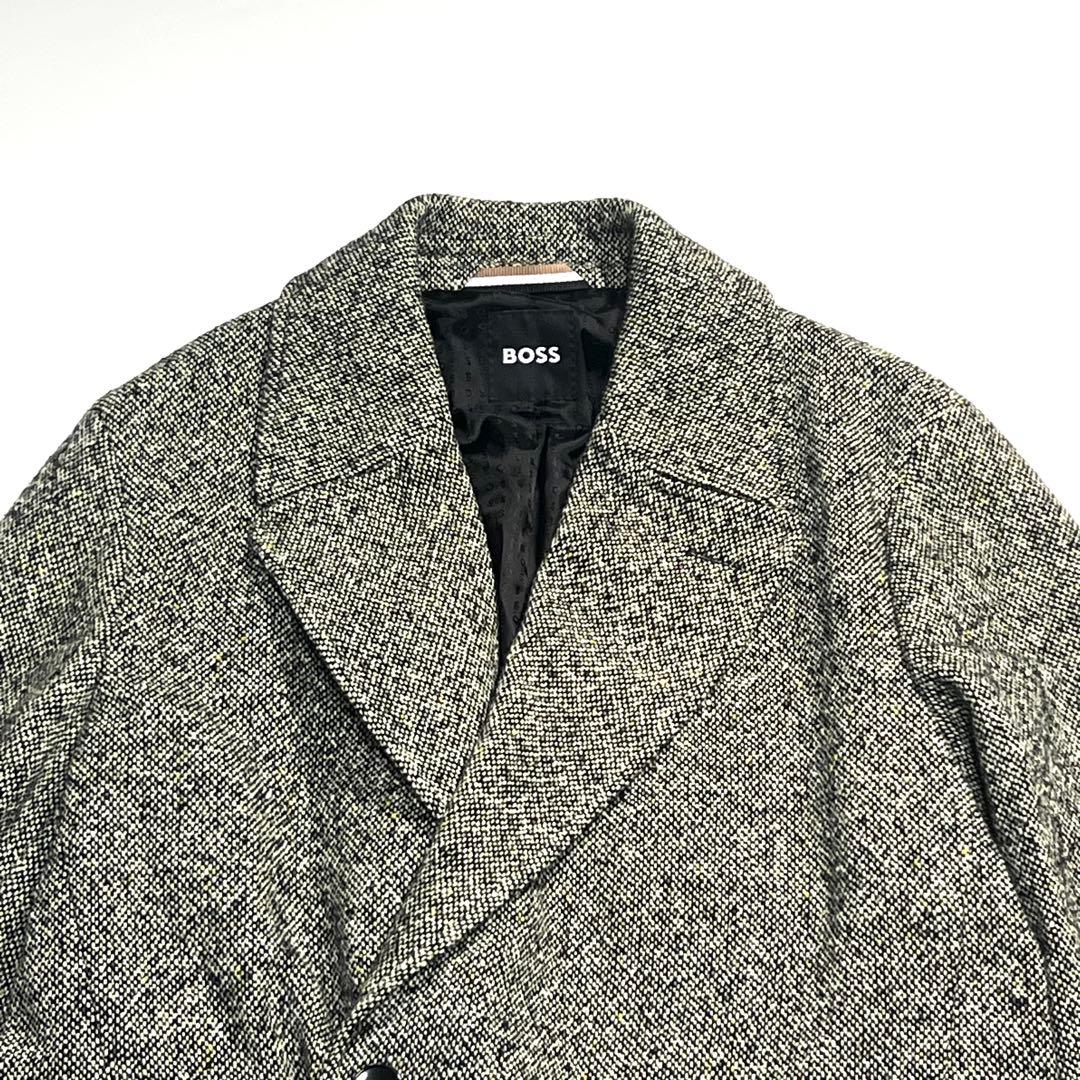 美品】ヒューゴボス ダブルブレストチェスターコート ツイード マキシ