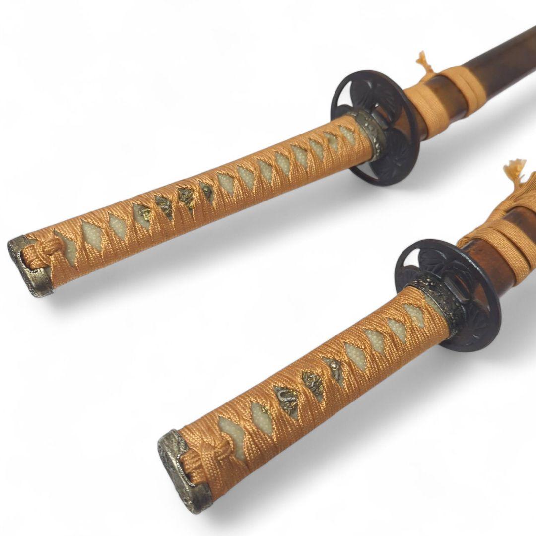 模造刀 日本刀 太刀 脇差 セット 龍の彫刻 三つ葉葵 時代劇 コスプレ