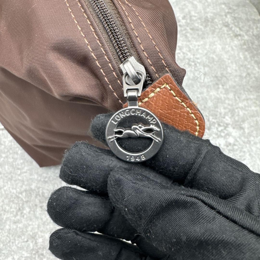 極美品 ロンシャン ル プリアージュ M ダークブラウン トップハンドル