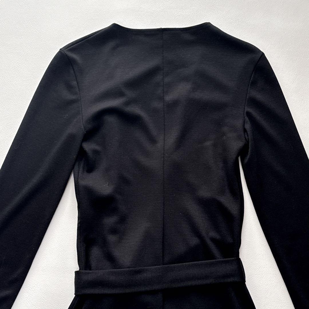 Salvatore Ferragamo ワンピース ウール 黒 カシュクール風 - メルカリ