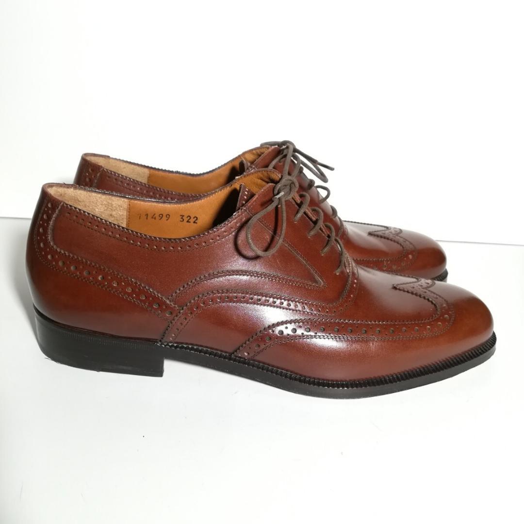 d0271 新品同様 サルヴァトーレフェラガモ ウイングチップ 6.5EE 茶