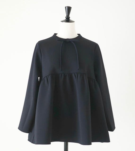 hitomi　小柄ブランド　マシュマロリボンブラウス　ネイビー　XS　新品 marshmallow ribbon blouse / navy | hitomi