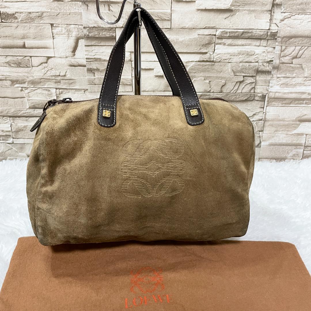 ロエベ LOEWE スエード ハンドバッグ ブラウン ボストンバッグ