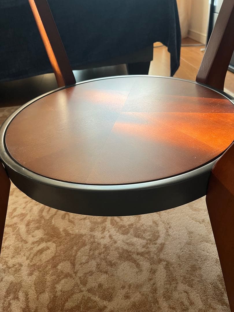 アシュレイホーム ガラス天板 丸型センターテーブル【引取り限定