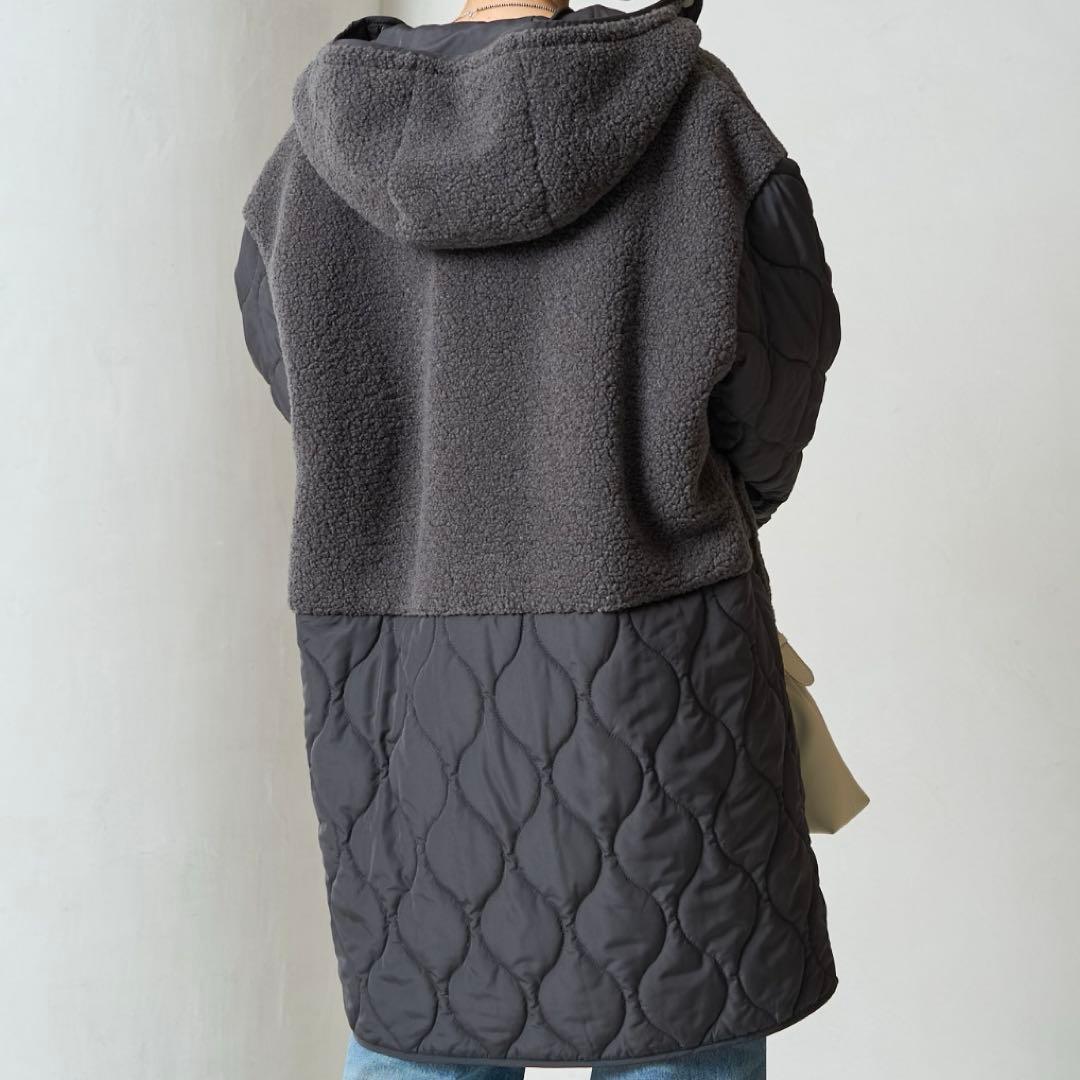 ボアxキルティング切り替え ロングコート - メルカリ