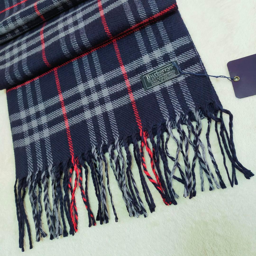 未使用品 英国製 BURBERRYS ラムウール100% ノバチェックマフラー
