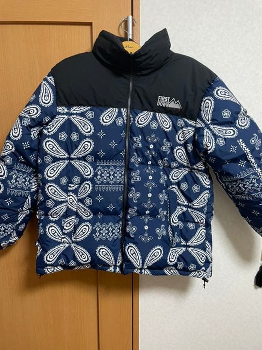 FIRST DOWN リバーシブルダウンジャケット XL ペイズリー バンダナ