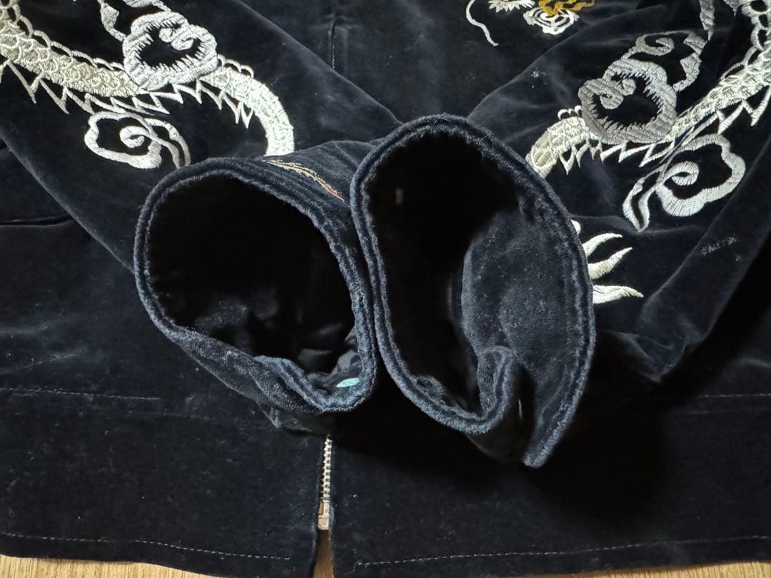 豪華刺繍 humber 別珍 短丈 スーベニアジャケット ブラック 龍 Mサイズ