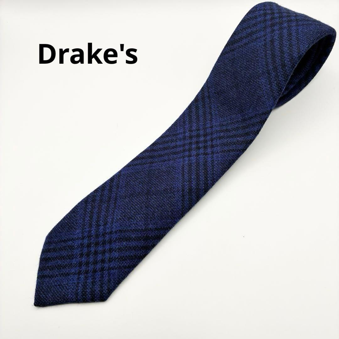 Drakes ドレイクス ネクタイ チェック柄 ウール ネイビー - メルカリ