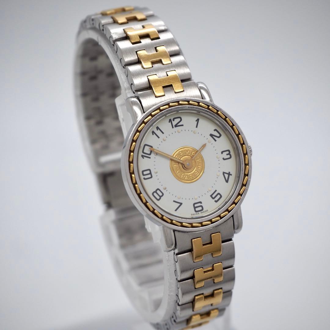 544 稼動【美品】 HERMES 時計 セリエ 箱付き SE4.220 コンビ - メルカリ