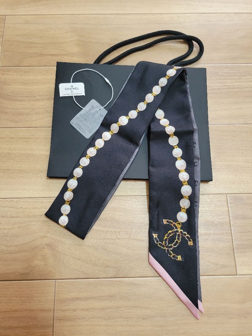 ⭐CHANEL⭐スカーフ⭐パール柄⭐ CHANEL】シャネル パール 柄 ツイリー スカーフ (CHANEL/スカーフ