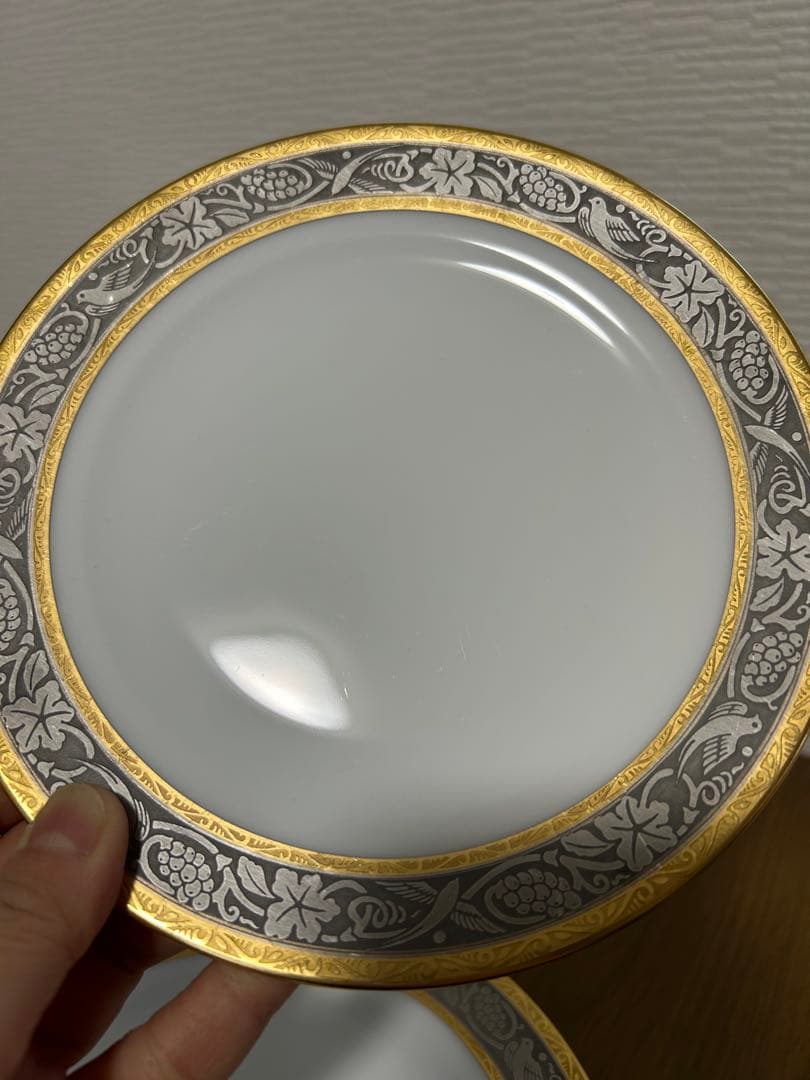 大倉陶園　白金金蝕 唐草葡萄　デザートプレート　16.8cm 6枚セット