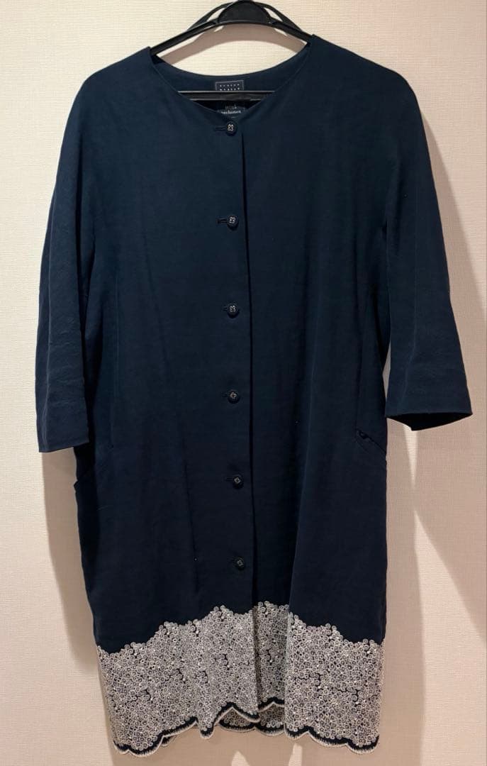 ミナペルホネン　薄手コート　スカイフル　ネイビー　36 定価11万 ミナペルホネン mina perhonen xa6613 timbre キルティング