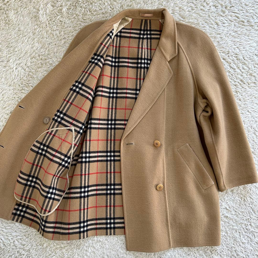 美品 カシミヤ混】バーバリーズ Pコート ダブルフェイス ノバチェック