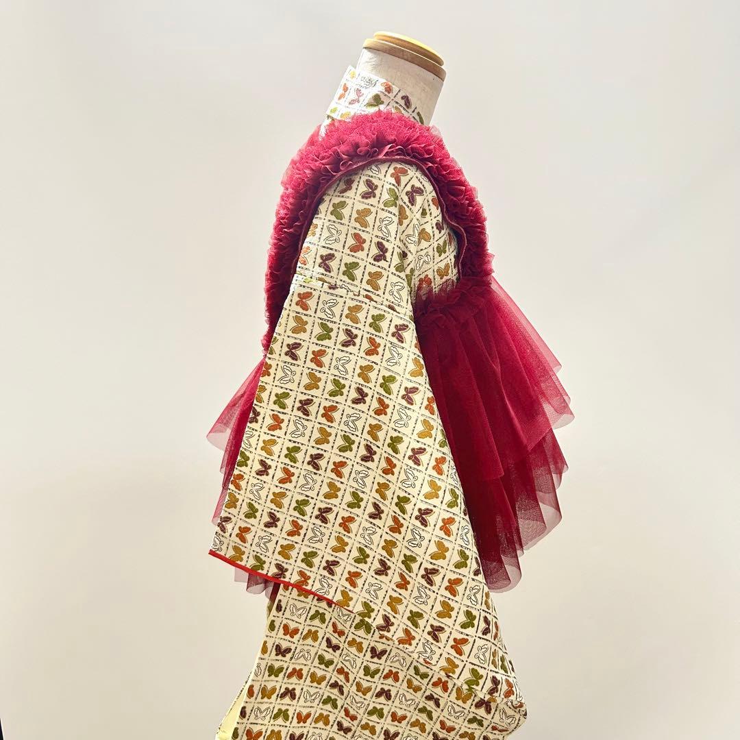 被布エプロン【ボルドーフリル】 チュール被布 被布ドレス 七五三