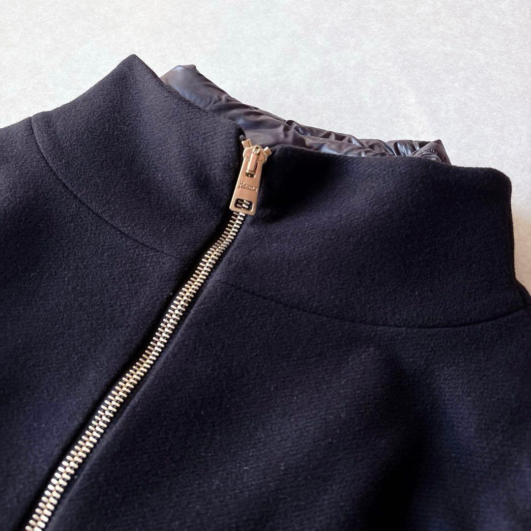 美品☆HERNO｜人気 2WAY レイヤードダウン コクーン ブラック 42