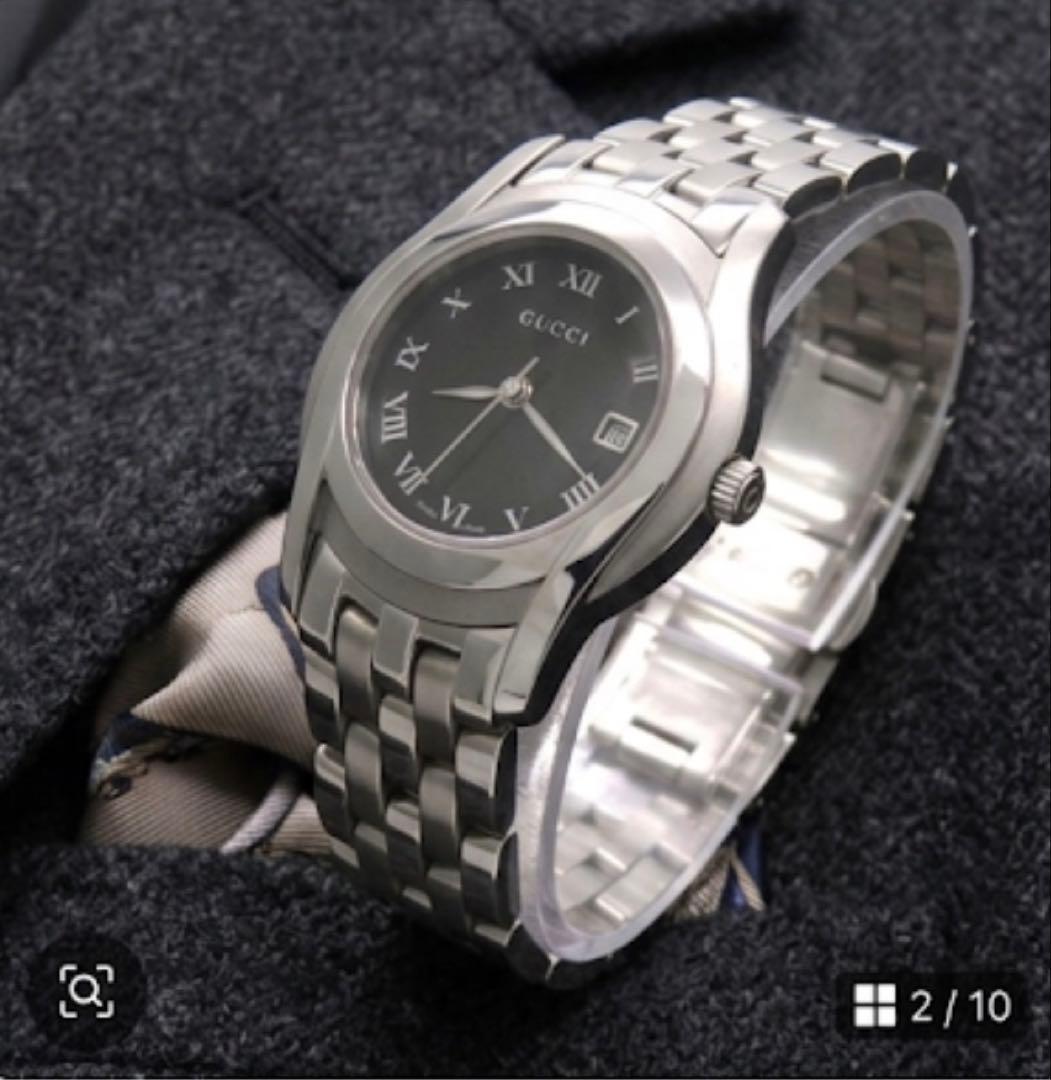 稼働品 グッチ GUCCI 腕時計 5500L Gクラス デイト ブラック文字盤
