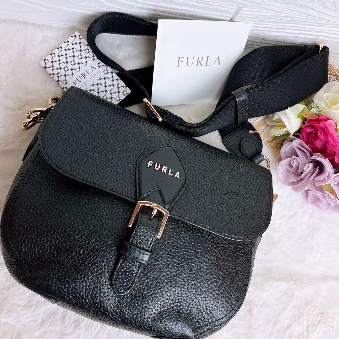 極美品☆FURLAフルラ 2wayショルダーバッグ レザー ブラック ビジネス