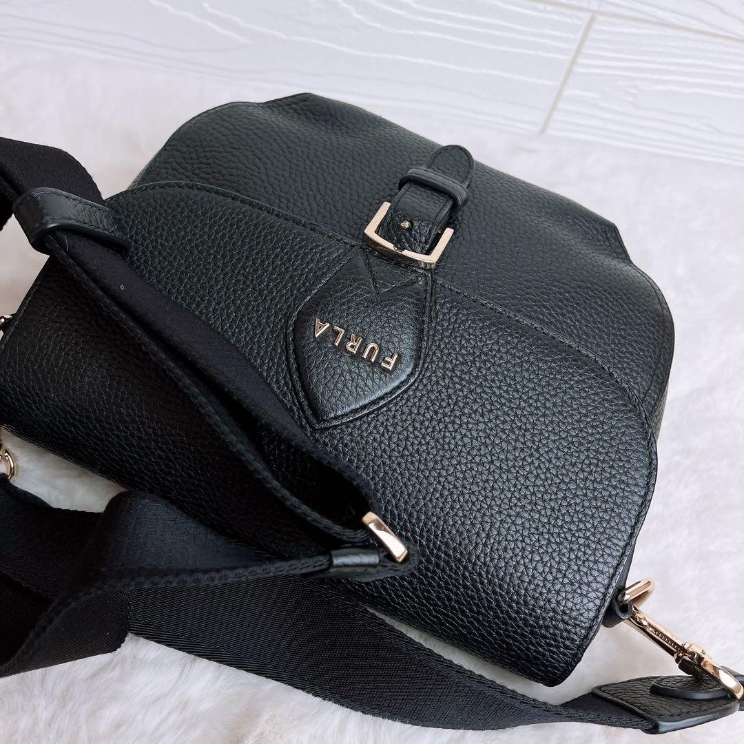 極美品☆FURLAフルラ 2wayショルダーバッグ レザー ブラック ビジネス