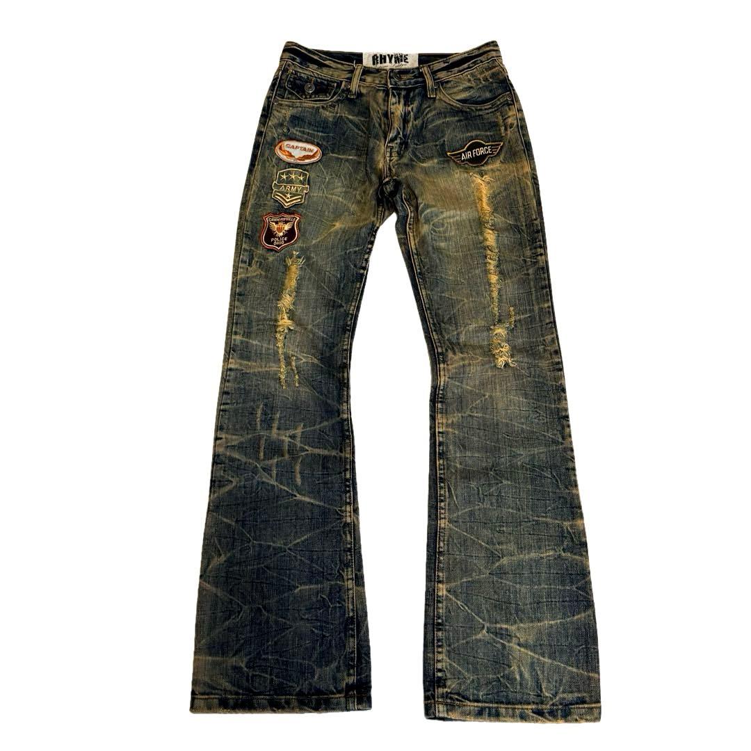grunge fade damage flare denim pants y2k - メルカリ
