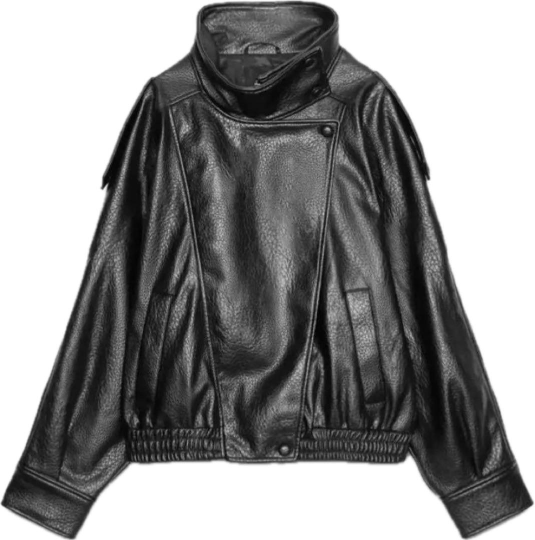 タグ付き新品★ZARAのフェイクレザージャケット★Mサイズ★ブラック色★完売商品 タグ付き新品 ZARAのフェイクレザージャケット Mサイズ ブラック色