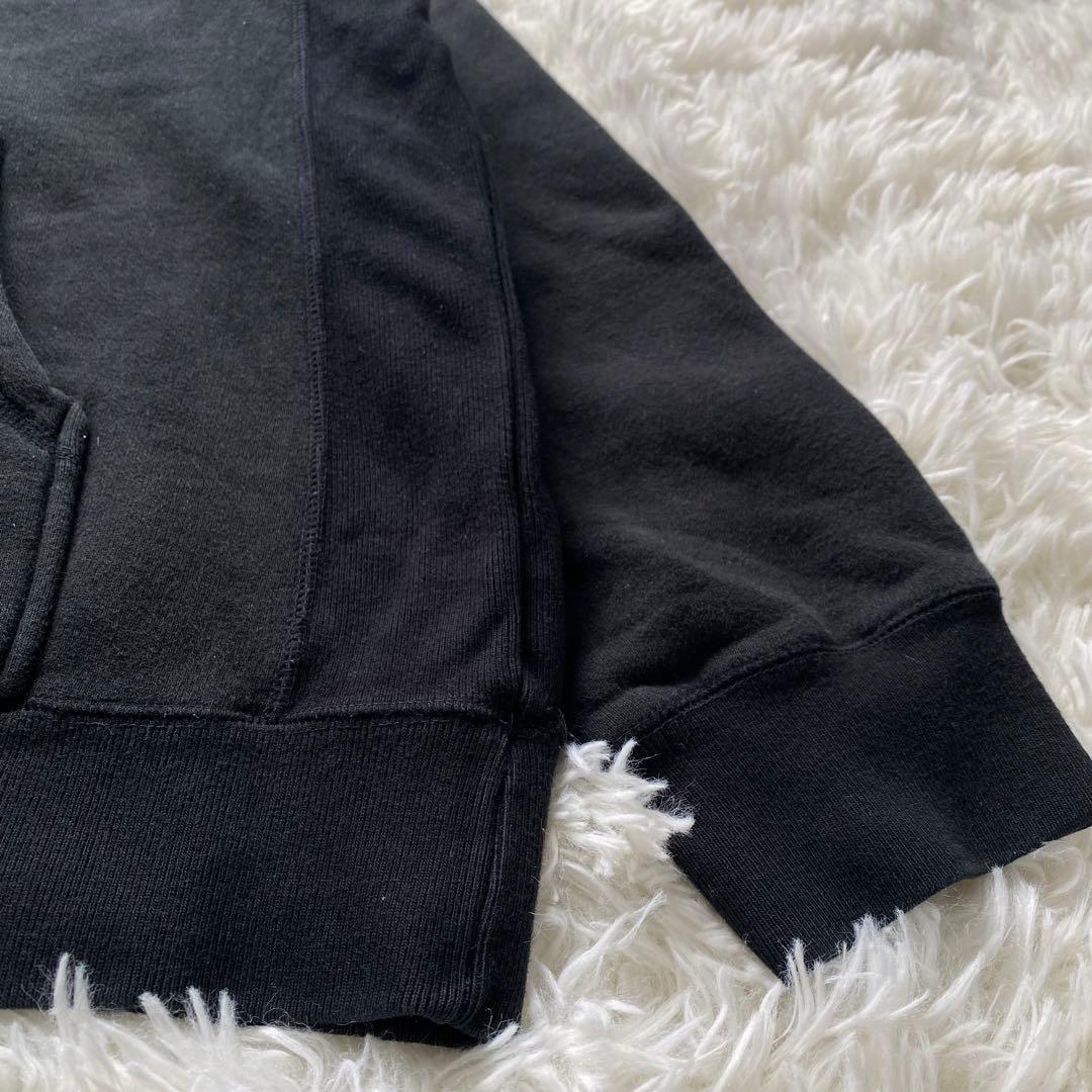 ゴッドセレクション XXX 黒 ロゴ刺繍 パーカー L 裏起毛 希少 フード