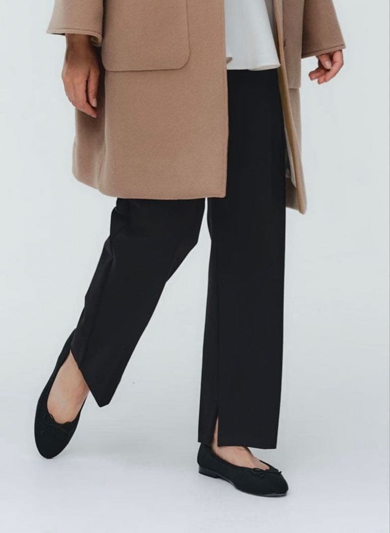 値下げ】新品未使用 yori ぬくぬくハンサムパンツ ネイビー 38サイズ